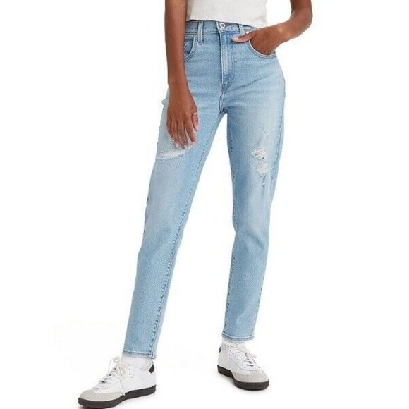 Levis Silver Tab Womens‎ High Waisted Mom Jean 31/27 Light Was Distressed NEW - Picture 2 of 16